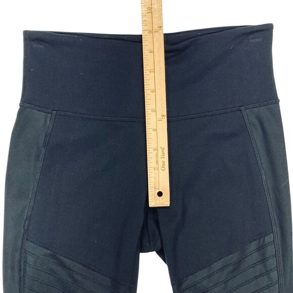 Athleta Leggings Women XS Black Powerful Gleam Hi Rise Mesh Moto Workout Stretch - Picture 10 of 13
